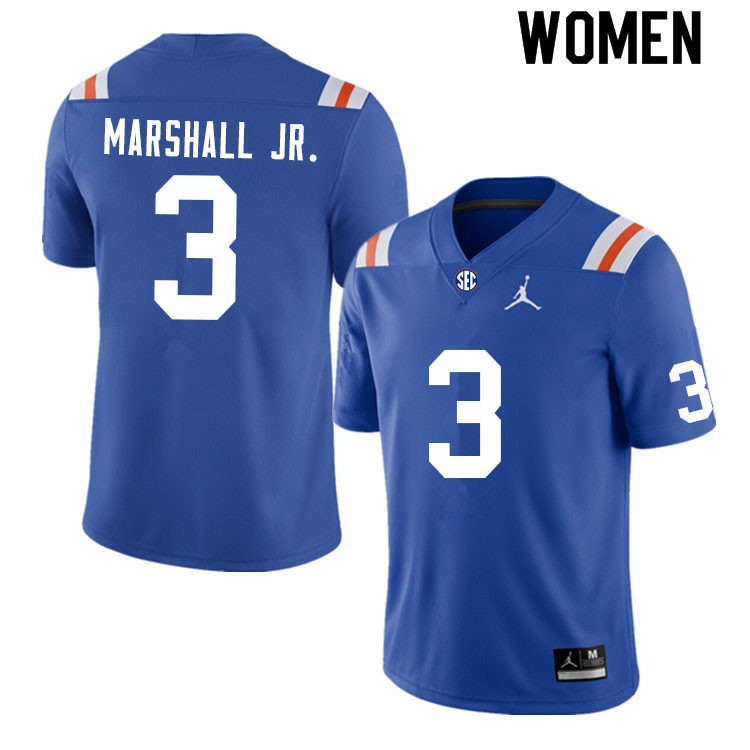 Women #3 Jason Marshall Jr. Florida Gators College Football Jerseys Sale-Throwback